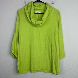 Christopher Calvin Shirt‎ Womens XS Lime Green Short Sleeve Cowl Neck Lagenlook